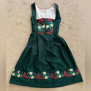Bavarian Floral Embroidered Green Dress